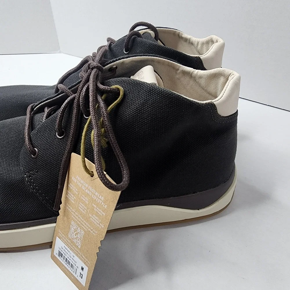 OluKai Men's Papaku 'Ili Leather Boots Sz 13 10539-6363 DK Wood Brown NWT